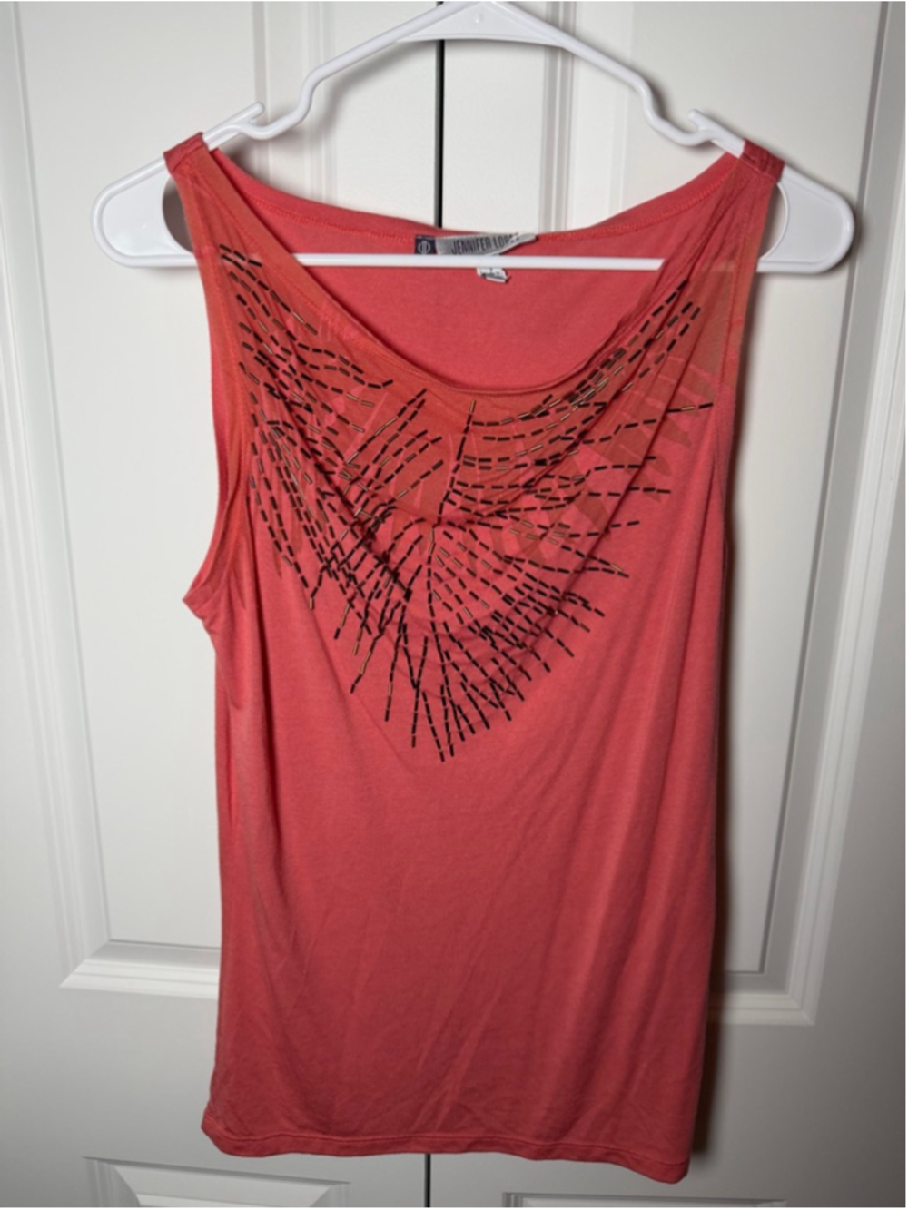 Jennifer Lopez Coral Beaded Tank Top S